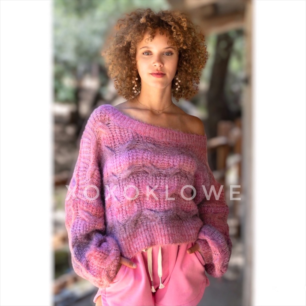 POL Pink Purple Balloon Sleeve Sweater - Picture 7 of 15